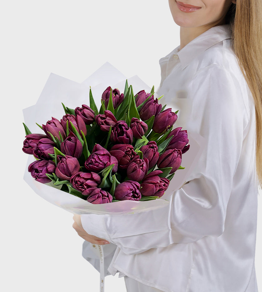 24 Purple Tulips - Double Petal