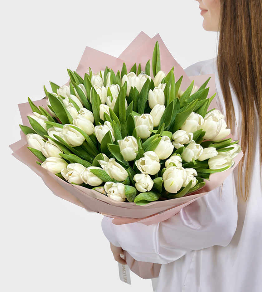 50 White Tulips